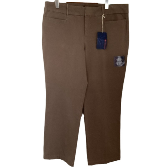 Women's Brown Dockers Straight Wide Leg Pants Size 16S - Picture 1 of 8